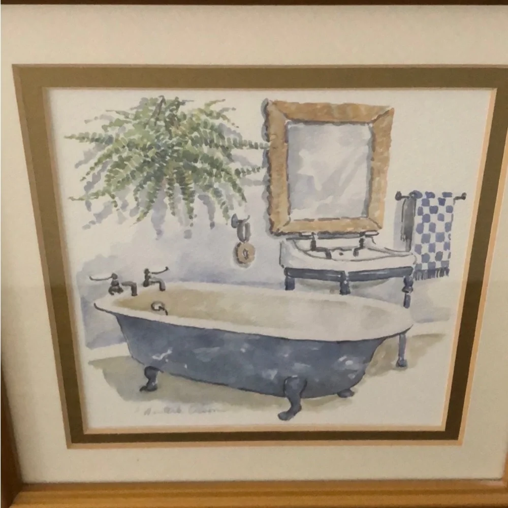 Vintage French Blue Bathtub Frame Wall Art
